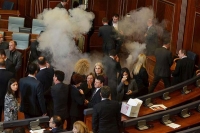 Tear gas fired inside and outside kosovo parliament